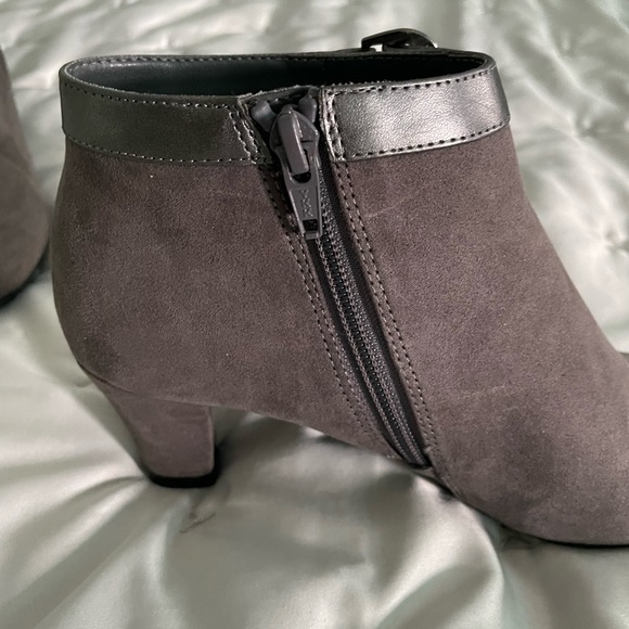 Grey Suede Ankle Boot Heels - Picture 3 of 7
